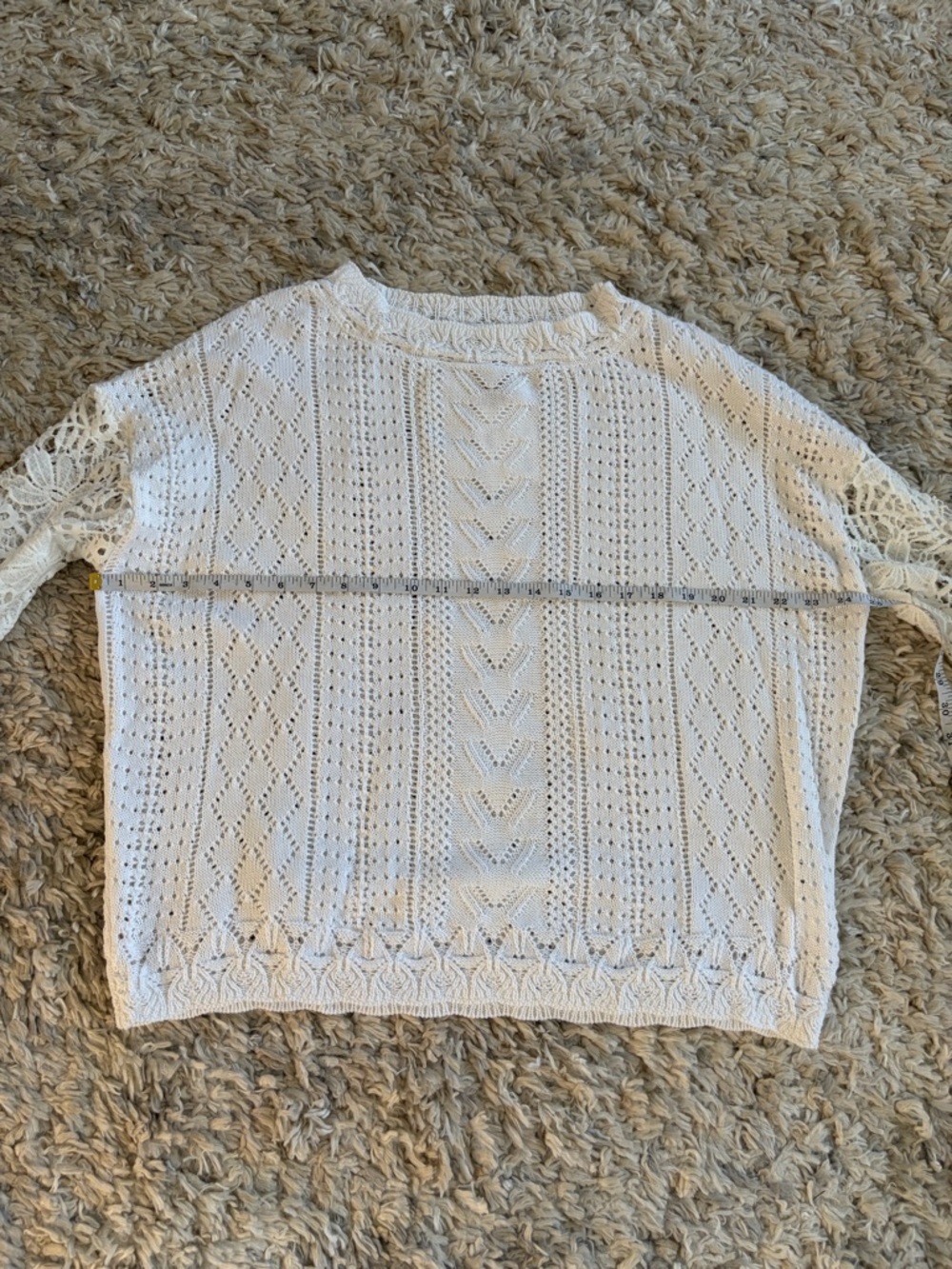 Miss Sparkling Crochet Sleeve Openwork Knit Sweater NWT - Picture 4 of 9